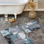 2'li Set Beyaz Zeminde Afrika Kadın Motifli Etnik Desenli Etnik Motifler Klasik  2'li Banyo & Mutfak Paspas Takımı Realhomes