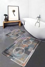 - PaspasTakimi-2li-Set1244-Gorsel-2 - Realhomes  2'li Set Antika Zeminde Eskitme Motifli Geometrik Desenli Geometrik Sade & Şık  2'li Banyo & Mutfak Paspas Takımı Realhomes