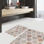 2'li Set Kahverengi Zeminde Dokuma Motifli Vintage Desenli Eskitme Motifli Sade & Şık  2'li Banyo & Mutfak Paspas Takımı Realhomes