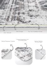 2'li Set Ekru - Bej Zeminde Eskitme Motifli Örgü Desenli Eskitme Motifli Vintage  2'li Banyo & Mutfak Paspas Takımı Realhomes