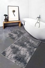 - PaspasTakimi-2li-Set1256-Gorsel-1 - Realhomes  2'li Set Gri - Bej Zeminde Antik Motifli Örme Desenli Eskitme Motifli Geometrik  2'li Banyo & Mutfak Paspas Takımı Realhomes