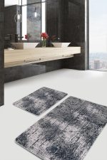 - PaspasTakimi-2li-Set1256-Gorsel-2 - Realhomes  2'li Set Gri - Bej Zeminde Antik Motifli Örme Desenli Eskitme Motifli Geometrik  2'li Banyo & Mutfak Paspas Takımı Realhomes