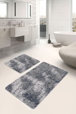 - PaspasTakimi-2li-Set1256-Gorsel-5 - Realhomes  2'li Set Gri - Bej Zeminde Antik Motifli Örme Desenli Eskitme Motifli Geometrik  2'li Banyo & Mutfak Paspas Takımı Realhomes