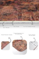 2'li Set Kremit Zeminde Antik Motifli Çiçek Desenli Eskitme Motifli Vintage  2'li Banyo & Mutfak Paspas Takımı Realhomes