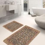 2'li Set Mavi - Beyaz Zeminde Örme Motifli Eskitme Desenli Eskitme Motifli Sade & Şık  2'li Banyo & Mutfak Paspas Takımı Realhomes