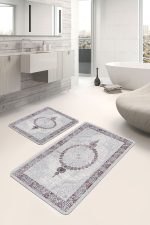 - PaspasTakimi-2li-Set1261-Gorsel-1 - Realhomes  2'li Set Krem - Pembe Zeminde Hereke Motifli Dokuma Desenli Avangarde Sade & Şık  2'li Banyo & Mutfak Paspas Takımı Realhomes