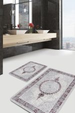 - PaspasTakimi-2li-Set1261-Gorsel-5 - Realhomes  2'li Set Krem - Pembe Zeminde Hereke Motifli Dokuma Desenli Avangarde Sade & Şık  2'li Banyo & Mutfak Paspas Takımı Realhomes