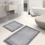 2'li Set Mavi Zeminde Kilim Motifli Otantik Desenli Eskitme Motifli Avangarde  2'li Banyo & Mutfak Paspas Takımı Realhomes