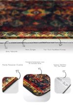 2'li Set Lacivert Zeminde Eskitme Motifli Kilim Desenli Eskitme Motifli Etnik Motifler  2'li Banyo & Mutfak Paspas Takımı Realhomes