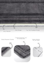 - PaspasTakimi-2li-Set1280-Gorsel-3 - Realhomes 2'li Set Gri - Füme Zeminde Çerçeveli Motifli Dokuma Desenli Sade & Şık Geometrik 2'li Banyo & Mutfak Paspas Takımı Realhomes