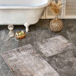 2'li Set Krem Zeminde Örgü Motifli Antik Desenli Klasik Sade & Şık  2'li Banyo & Mutfak Paspas Takımı Realhomes