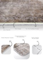 2'li Set Ekru - Krem Zeminde Örme Motifli Yöresel Desenli Eskitme Motifli Geometrik  2'li Banyo & Mutfak Paspas Takımı Realhomes