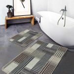 2'li Set Lacivert Zeminde Uşak Motifli Geleneksel Desenli Avangarde Etnik Motifler  2'li Banyo & Mutfak Paspas Takımı Realhomes