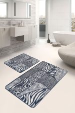 - PaspasTakimi-2li-Set1286-Gorsel-1 - Realhomes  2'li Set Lacivert Zeminde Patchwork Motifli Post Desenli Klasik Sade & Şık  2'li Banyo & Mutfak Paspas Takımı Realhomes