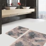 2'li Set Kırmızı Zeminde Patchwork Motifli Geleneksel Desenli Vintage Etnik Motifler  2'li Banyo & Mutfak Paspas Takımı Realhomes