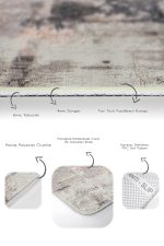 2'li Set Füme - Ekru Zeminde Dokuma Motifli Eskitme Desenli Eskitme Motifli Modern  2'li Banyo & Mutfak Paspas Takımı Realhomes