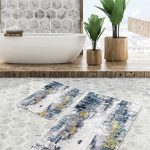 2'li Set Kırmızı Zeminde Yöresel Motifli Osmanlı Desenli Avangarde Etnik Motifler  2'li Banyo & Mutfak Paspas Takımı Realhomes