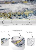 2'li Set Gri - Sarı Zeminde Modern Sanat Motifli Boya Desenli Modern Eskitme Motifli  2'li Banyo & Mutfak Paspas Takımı Realhomes