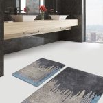 2'li Set Gold - Krem Zeminde Boyama Motifli Modern Sanat Desenli Bohem Sade & Şık  2'li Banyo & Mutfak Paspas Takımı Realhomes