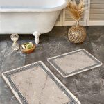 2'li Set Kahverengi Zeminde Eskitme Motifli Retro Desenli Eskitme Motifli Vintage  2'li Banyo & Mutfak Paspas Takımı Realhomes