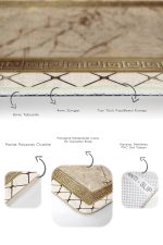 2'li Set Altın - Bej Zeminde Mermer Motifli Çerçeve Desenli Geometrik Avangarde  2'li Banyo & Mutfak Paspas Takımı Realhomes