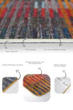 2'li Set Kırmızı - Turuncu Zeminde Patchwork Motifli Kilim Desenli Vintage Klasik  2'li Banyo & Mutfak Paspas Takımı Realhomes