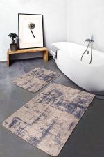 - PaspasTakimi-2li-Set1309-Gorsel - Realhomes 2'li Set Kahverengi Zeminde Eskitme Motifli Otantik Desenli Eskitme Motifli Sade & Şık 2'li Banyo & Mutfak Paspas Takımı Realhomes