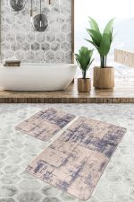 - PaspasTakimi-2li-Set1309-Gorsel-5 - Realhomes 2'li Set Kahverengi Zeminde Eskitme Motifli Otantik Desenli Eskitme Motifli Sade & Şık 2'li Banyo & Mutfak Paspas Takımı Realhomes