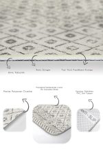 2'li Set Bej Zeminde Bohem Motifli Baklava Desenli Eskitme Motifli Geometrik  2'li Banyo & Mutfak Paspas Takımı Realhomes