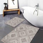 2'li Set Turuncu Zeminde Etnik Motifli El Dokuma Desenli Geometrik Sade & Şık  2'li Banyo & Mutfak Paspas Takımı Realhomes