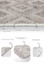 2'li Set Krem - Bej Zeminde Tribal Motifli Geleneksel Desenli Vintage Geometrik  2'li Banyo & Mutfak Paspas Takımı Realhomes