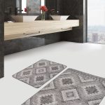 2'li Set Örgü Zeminde Patchwork Motifli Kilim Desenli Vintage Sade & Şık  2'li Banyo & Mutfak Paspas Takımı Realhomes