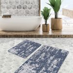 2'li Set Gold - Krem Zeminde Kanvas Motifli Boyama Desenli Bohem Sade & Şık  2'li Banyo & Mutfak Paspas Takımı Realhomes