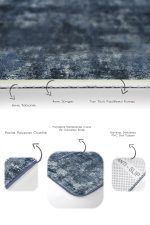 - PaspasTakimi-2li-Set1322-Gorsel-3 - Realhomes 2'li Set Mavi - Lacivert Zeminde Eskitme Motifli Antika Desenli Eskitme Motifli Sade & Şık 2'li Banyo & Mutfak Paspas Takımı Realhomes