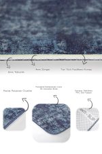 2'li Set Mavi Zeminde Antika Motifli Eskitme Desenli Sade & Şık Eskitme Motifli  2'li Banyo & Mutfak Paspas Takımı Realhomes