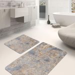 2'li Set Krem - Ekru Zeminde Kilim Motifli Geleneksel Desenli Geometrik Etnik Motifler  2'li Banyo & Mutfak Paspas Takımı Realhomes