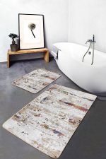 - PaspasTakimi-2li-Set1328-Gorsel-2 - Realhomes  2'li Set Krem Zeminde Örgü Motifli Eskitme Desenli Eskitme Motifli Sade & Şık  2'li Banyo & Mutfak Paspas Takımı Realhomes