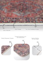 2'li Set Kırmızı Zeminde Antik Motifli Dokuma Desenli Avangarde Etnik Motifler  2'li Banyo & Mutfak Paspas Takımı Realhomes