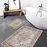 2'li Set Kırmızı Zeminde Geometrik Motifli Puanlı Desenli Klasik Sade & Şık  2'li Banyo & Mutfak Paspas Takımı Realhomes