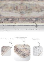 2'li Set Krem - Ekru Zeminde Göbekli Halı Motifli Hereke Desenli Eskitme Motifli Avangarde  2'li Banyo & Mutfak Paspas Takımı Realhomes