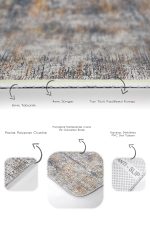 2'li Set Gri Zeminde Geleneksel Motifli Örgü Desenli Eskitme Motifli Vintage  2'li Banyo & Mutfak Paspas Takımı Realhomes