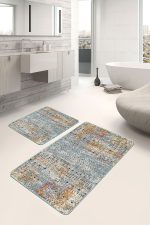 - PaspasTakimi-2li-Set1336-Gorsel-1 - Realhomes  2'li Set Antika Zeminde Eskitme Motifli Tribal Desenli Etnik Motifler Eskitme Motifli  2'li Banyo & Mutfak Paspas Takımı Realhomes