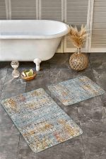 - Realhomes - Realhomes  2'li Set Antika Zeminde Eskitme Motifli Tribal Desenli Etnik Motifler Eskitme Motifli  2'li Banyo & Mutfak Paspas Takımı Realhomes