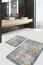 - PaspasTakimi-2li-Set1337-Gorsel - Realhomes 2'li Set Geleneksel Zeminde Antik Motifli Kilim Desenli Avangarde Eskitme Motifli 2'li Banyo & Mutfak Paspas Takımı Realhomes