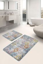 - PaspasTakimi-2li-Set1337-Gorsel-2 - Realhomes 2'li Set Geleneksel Zeminde Antik Motifli Kilim Desenli Avangarde Eskitme Motifli 2'li Banyo & Mutfak Paspas Takımı Realhomes