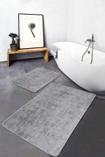 - PaspasTakimi-2li-Set1340-Gorsel-5 - Realhomes  2'li Set Gri Zeminde Dokuma Motifli Eskitme Desenli Eskitme Motifli Sade & Şık  2'li Banyo & Mutfak Paspas Takımı Realhomes