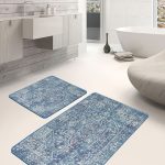 2'li Set Siyah Zeminde Etnik Motifli Geometrik Desenli Geometrik Vintage  2'li Banyo & Mutfak Paspas Takımı Realhomes