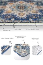 2'li Set Mavi Zeminde Otantik Motifli Uşak Desenli Avangarde Etnik Motifler  2'li Banyo & Mutfak Paspas Takımı Realhomes