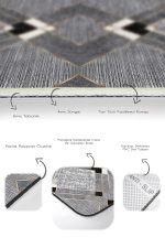 2'li Set Füme - Gri Zeminde Geometrik Motifli Kanvas Desenli Geometrik Sade & Şık  2'li Banyo & Mutfak Paspas Takımı Realhomes