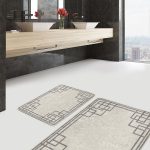 2'li Set Krem - Siyah Zeminde Etnik Motifli Antika Desenli Etnik Motifler Vintage  2'li Banyo & Mutfak Paspas Takımı Realhomes